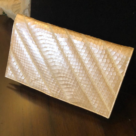 Mr. Jay Classic Gold-tone chain lined snakeskin leather bag + change purse - Picture 2 of 9